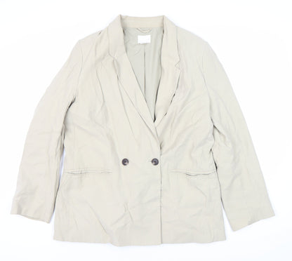 H&M Women Beige Blazer M Double-Breasted Spring