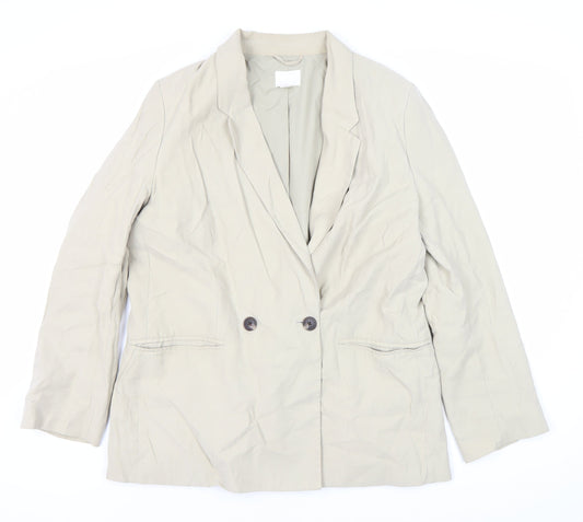 H&M Women Beige Blazer M Double-Breasted Spring