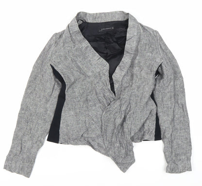 Zara Women's Grey Collarless Tweed Jacket Size 12