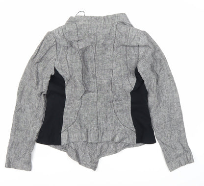 Zara Women's Grey Collarless Tweed Jacket Size 12