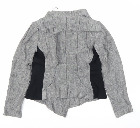 Zara Women's Grey Collarless Tweed Jacket Size 12
