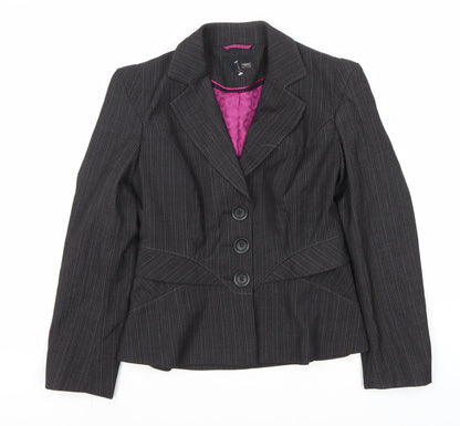 Next Women's Black Pinstripe Suit Jacket Size 10 Petite
