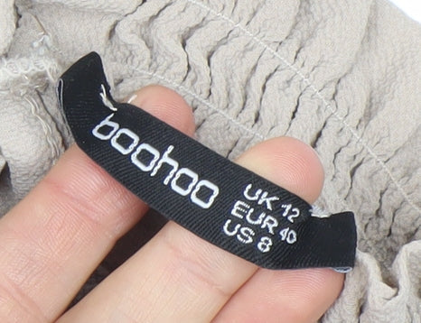 Boohoo Women's Beige A-Line Dress UK Size 12 Long Sleeve