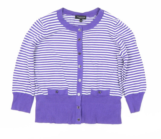 Debenhams Women's Purple Striped Cardigan Size 12