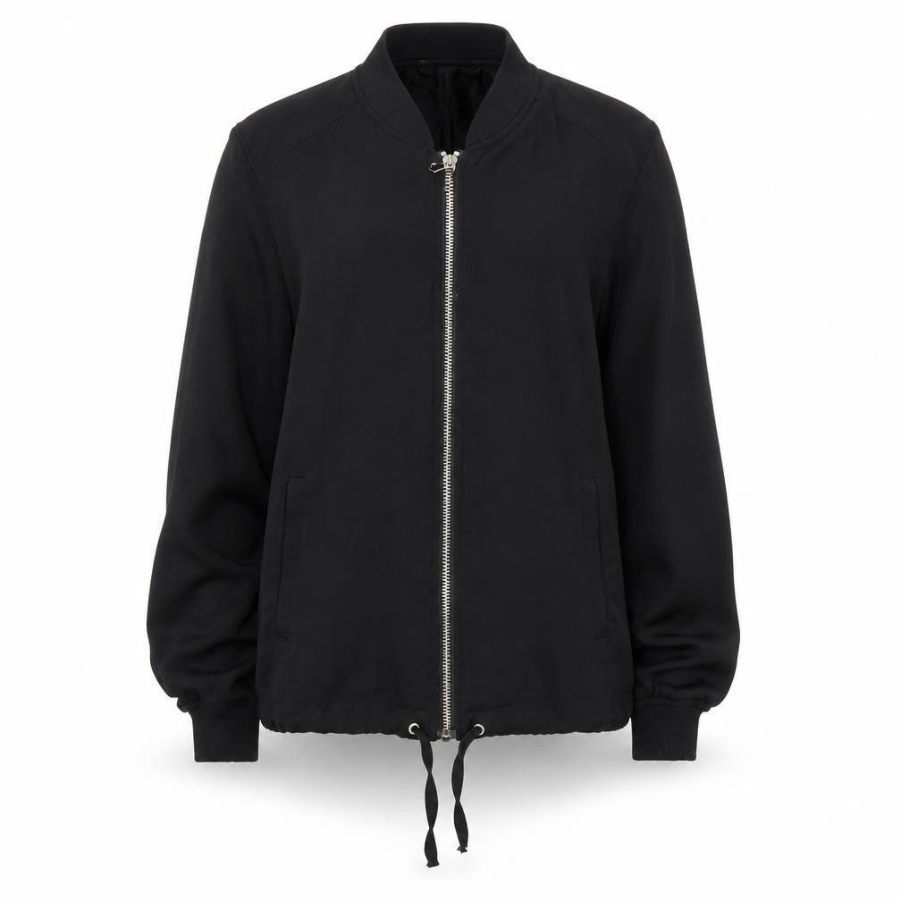 Front view of H&M unisex kids black basic jacket m with full zip