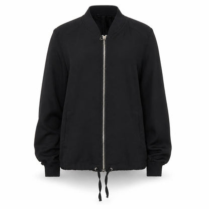 Front view of H&M unisex kids black basic jacket m with full zip