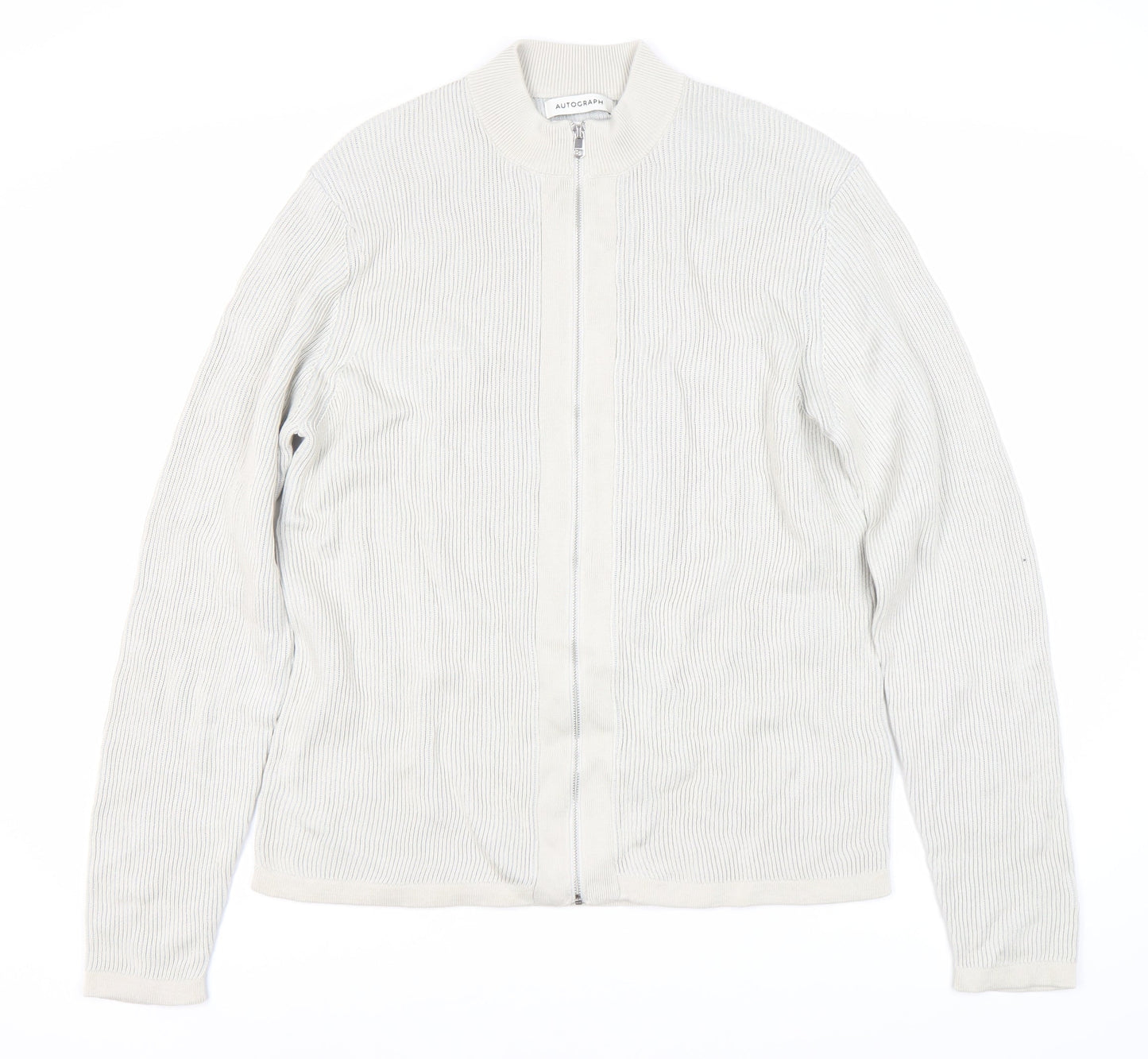 Marks and Spencer Men's Ivory Full Zip Knit Jumper