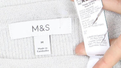 Womens UK Size M Marks and Spencer Grey Basic T-Shirt
