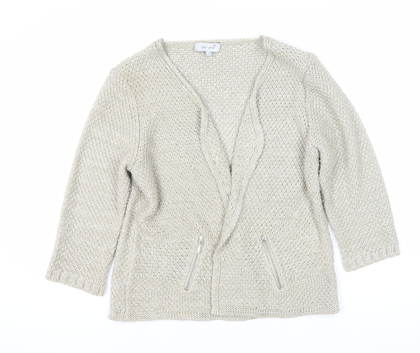 Womens UK Size 14 Per Una Beige Cardigan Jumper