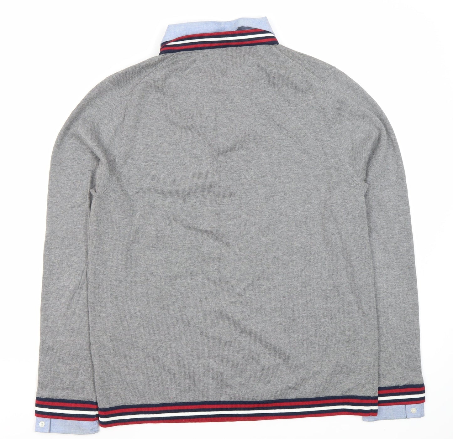 Monsoon Men's Grey Long Sleeve Polo M