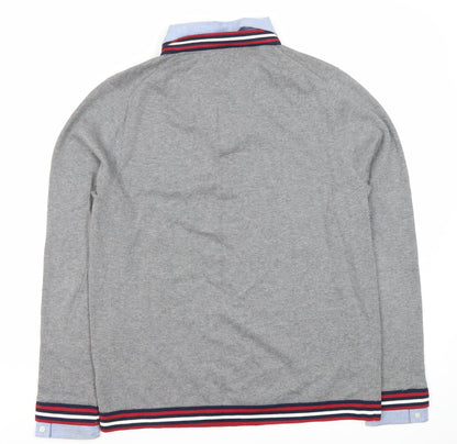 Monsoon Men's Grey Long Sleeve Polo M