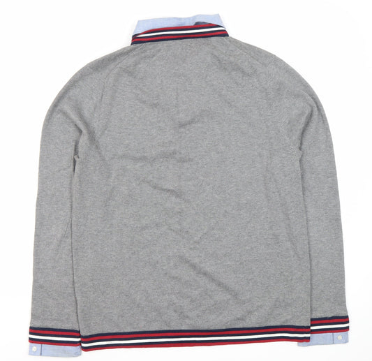 Monsoon Men's Grey Long Sleeve Polo M