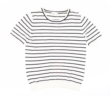 H&M Women's White Striped T-Shirt - Size S