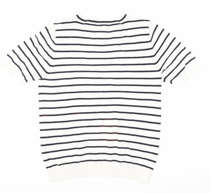 H&M Women's White Striped T-Shirt - Size S