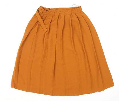 Marks and Spencer Women's Orange Pleated Midi Skirt