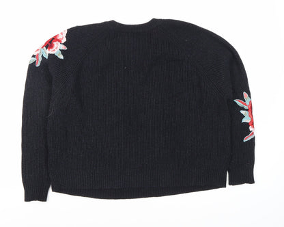 Pinkie Collection Women's Black Floral Jumper S