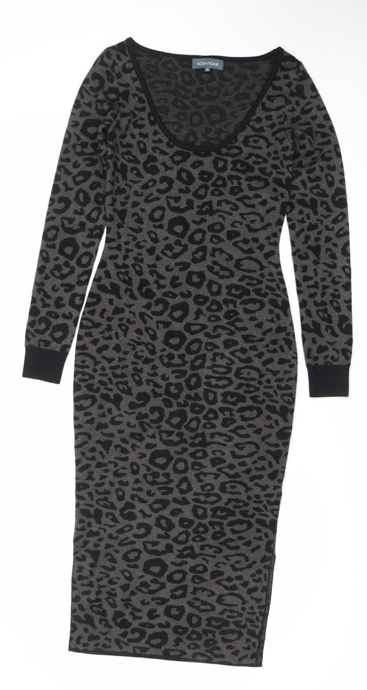 SOSANDAR Women's Multicoloured Animal Print Dress, Size 8