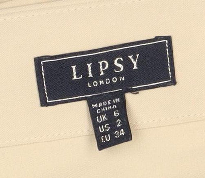 Lipsy London Women's Beige Pocket Skirt - Size 6, Buckle Accent
