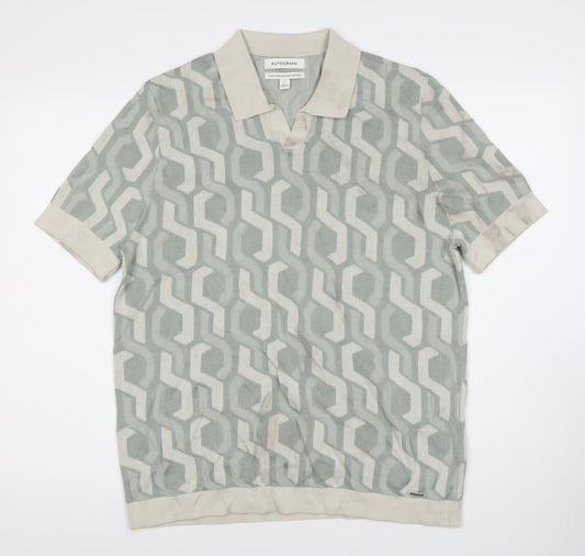 Marks and Spencer Men's Grey Polo Shirt, Size L