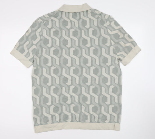 Marks and Spencer Men's Grey Polo Shirt, Size L