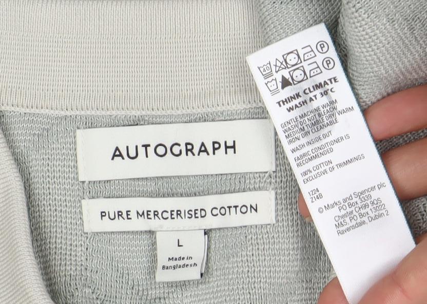 Marks and Spencer Men's Grey Polo Shirt, Size L