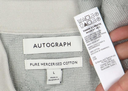 Marks and Spencer Men's Grey Polo Shirt, Size L