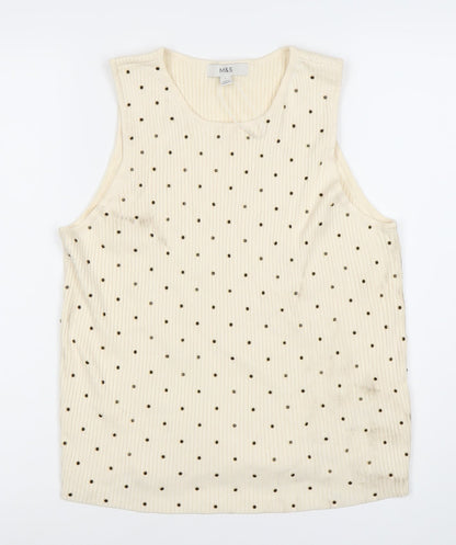 Marks and Spencer Womens Beige Tank Top L Studded Accents