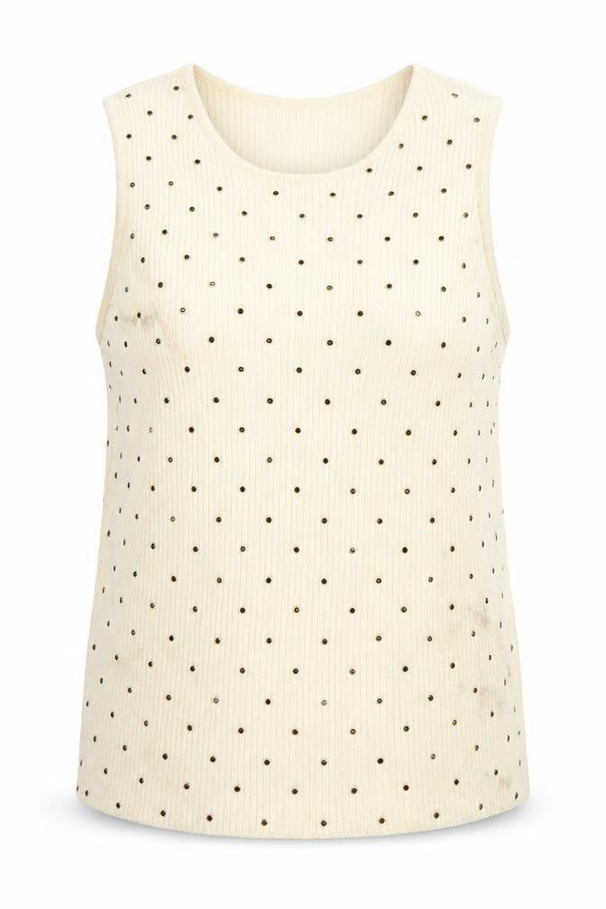 Marks and Spencer Womens Beige Tank Top L Studded Accents