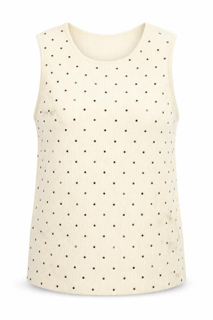 Marks and Spencer Womens Beige Tank Top L Studded Accents