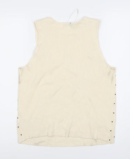 Marks and Spencer Womens Beige Tank Top L Studded Accents