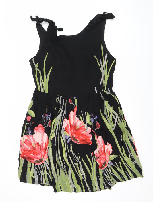 Dorothy Perkins Women's 10 Black Floral Fit & Flare Dress