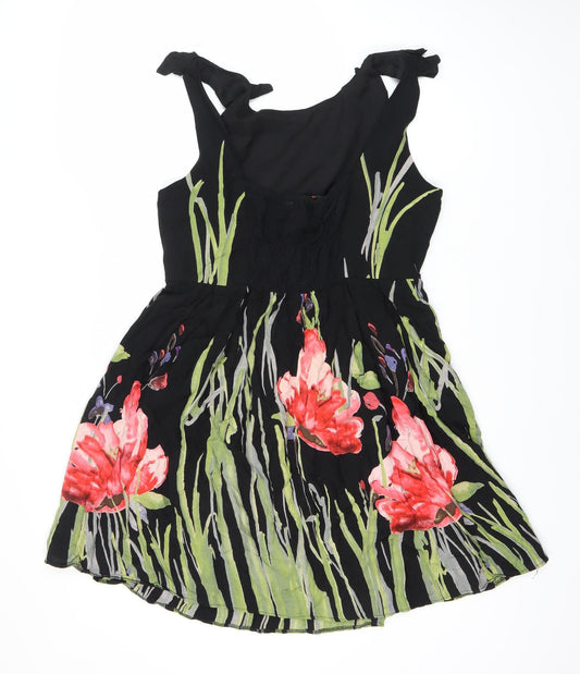Dorothy Perkins Women's 10 Black Floral Fit & Flare Dress