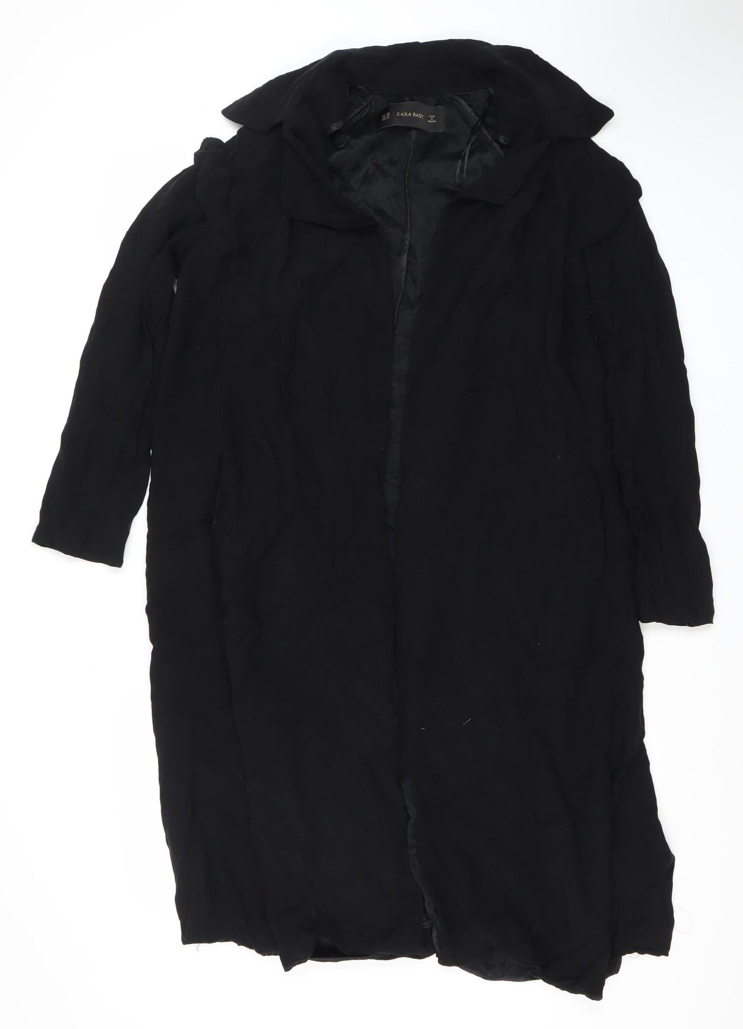 Womens UK Size XS Zara Basic Black Overcoat