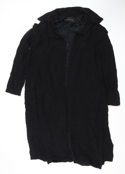 Womens UK Size XS Zara Basic Black Overcoat