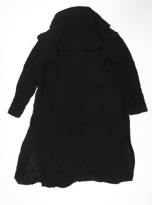 Womens UK Size XS Zara Basic Black Overcoat