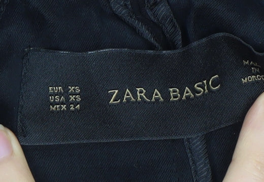 Womens UK Size XS Zara Basic Black Overcoat