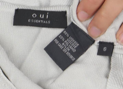 Womens UK Size S Oui Grey Cardigan Jumper