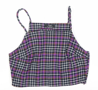 Bershka Women's Purple Check Camisole Tank Top Size 12