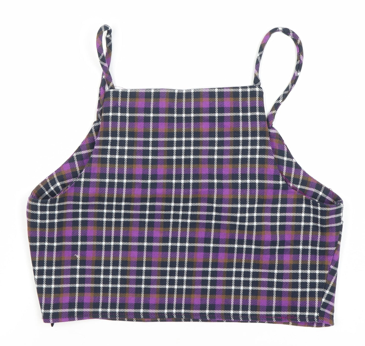 Bershka Women's Purple Check Camisole Tank Top Size 12