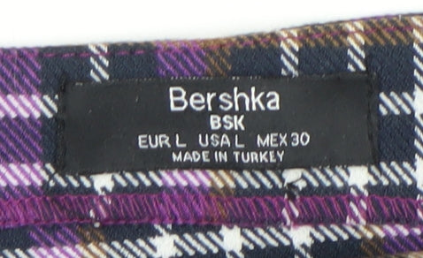 Bershka Women's Purple Check Camisole Tank Top Size 12