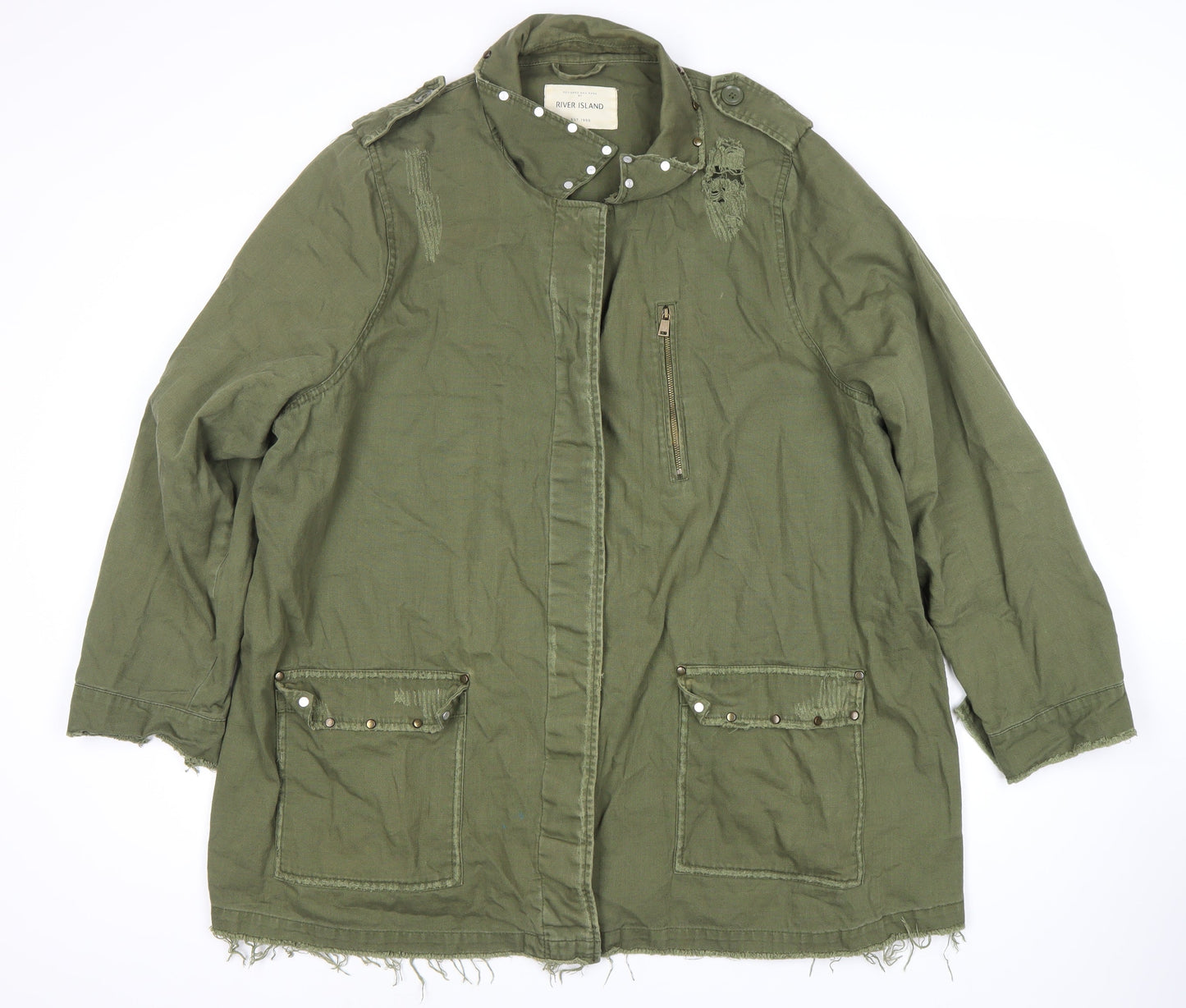 Womens UK Size 16 River Island Green Military Jacket