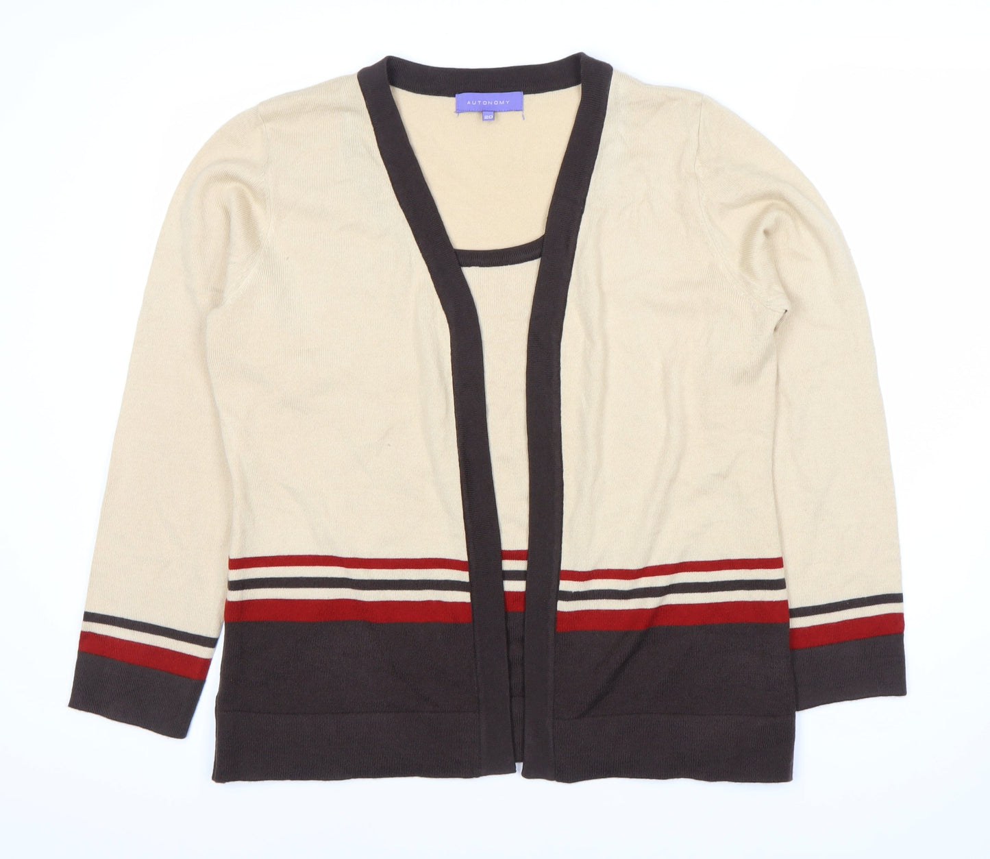 Autonomy Women's Beige Cardigan Size 12 Open Knit