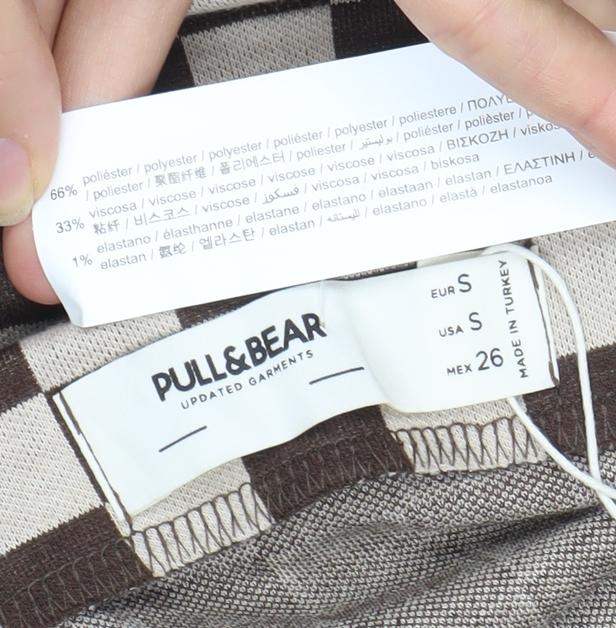 Pull & Bear Women's Brown Check Skirt, Size 12