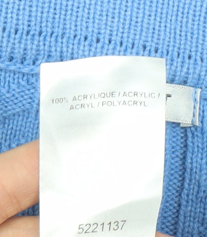 Damart Women's Blue Cardigan M V-Neck Cable Knit