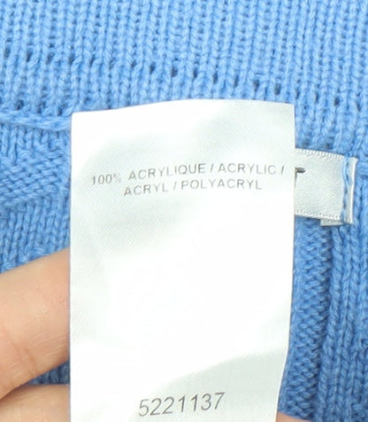 Damart Women's Blue Cardigan M V-Neck Cable Knit