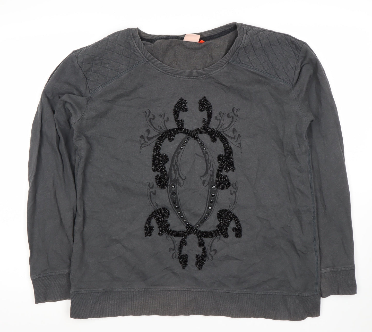 Only Women's Black M Pullover Sweatshirt, Beaded Accent