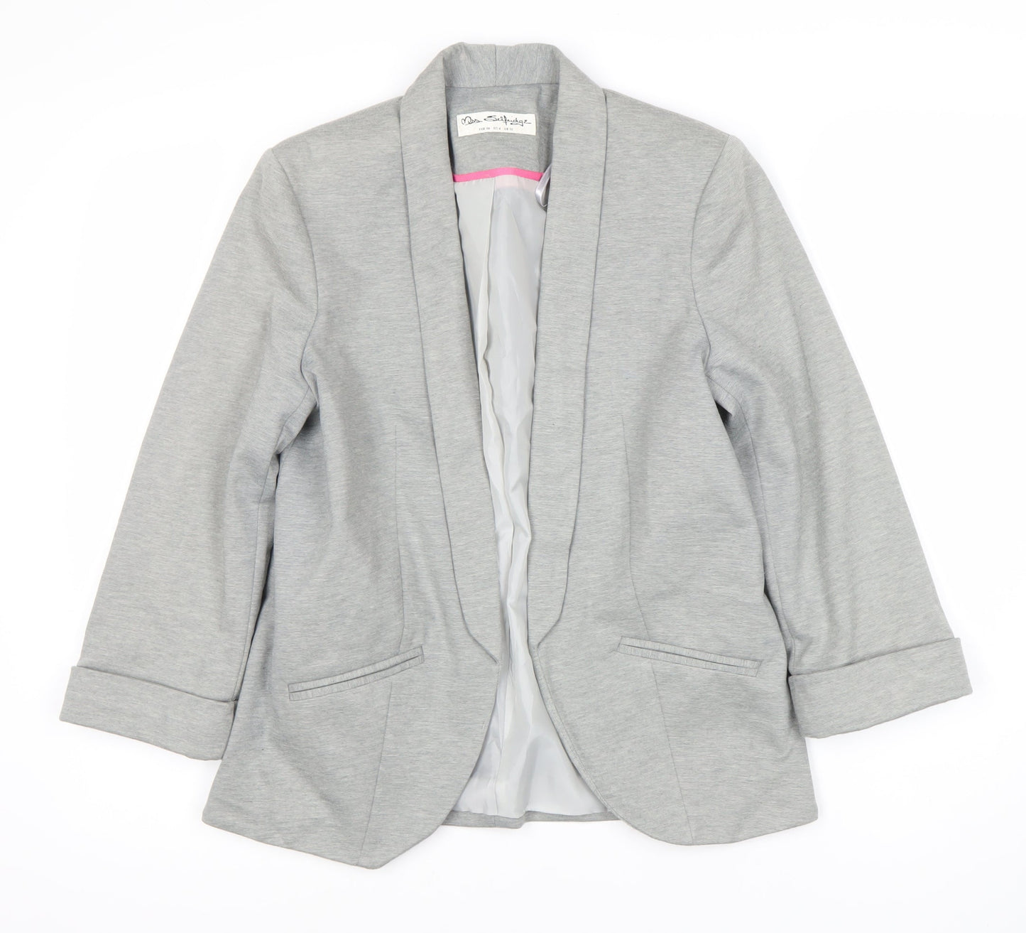 Miss Selfridge Women Grey Blazer Size 10 Shawl Lapel