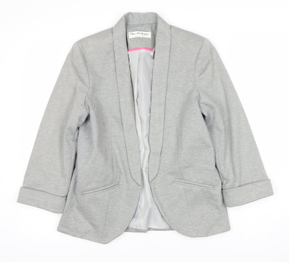 Miss Selfridge Women Grey Blazer Size 10 Shawl Lapel