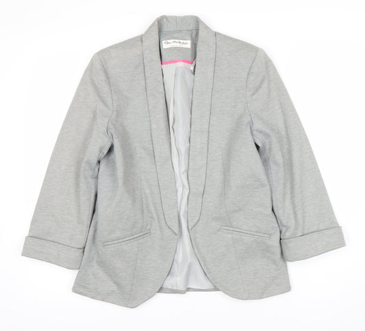 Miss Selfridge Women Grey Blazer Size 10 Shawl Lapel