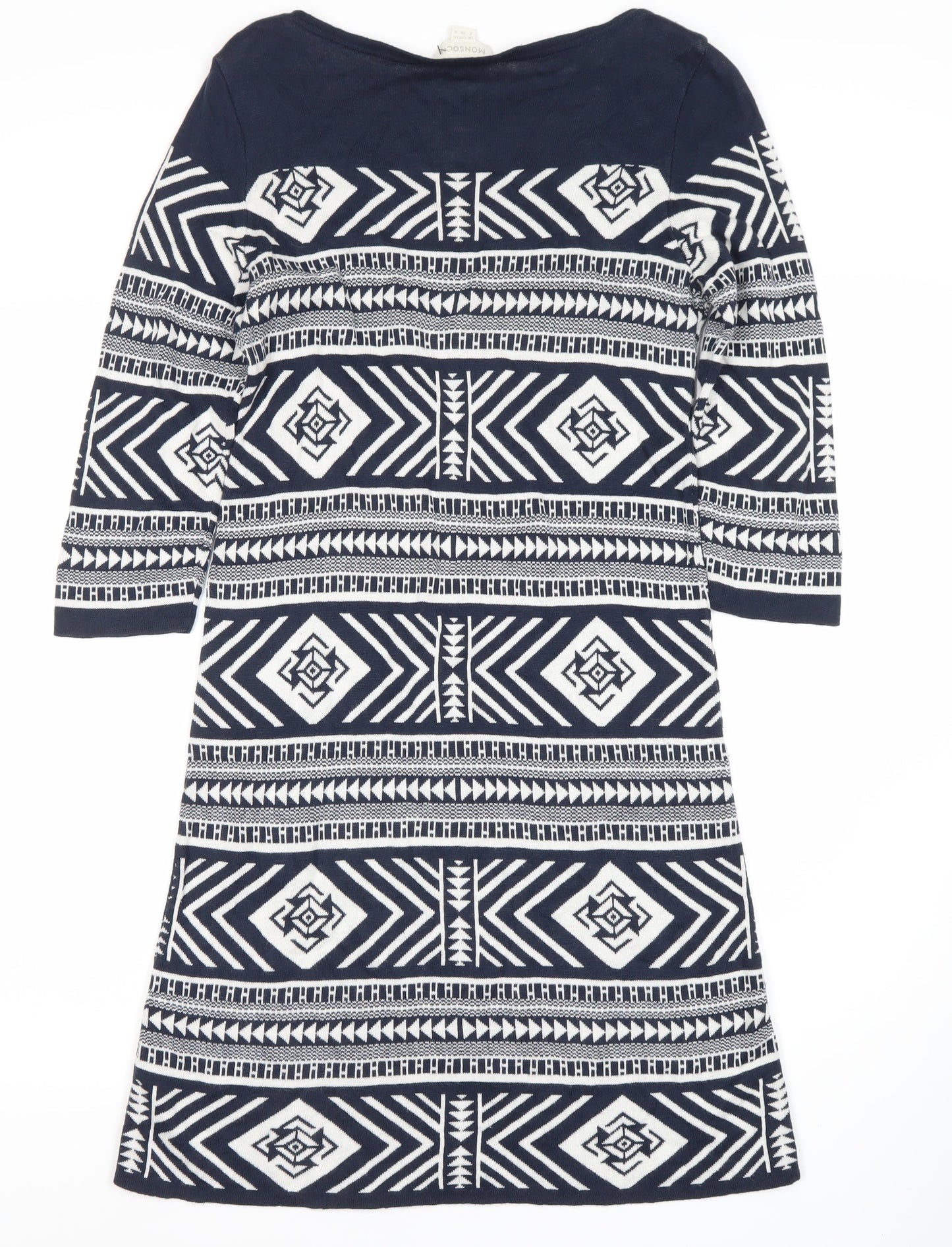 Monsoon Women's Blue Geometric Shift Dress Size 8